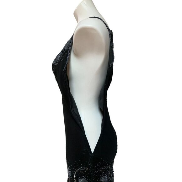 Vintage 90s/Y2K Fantasy Beaded Silk Slip Dress Evening Gown Size 6 SMALL - Picture 9 of 11